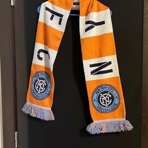 Orange, blue, white NYC football club scarf. Custom by ruffneck